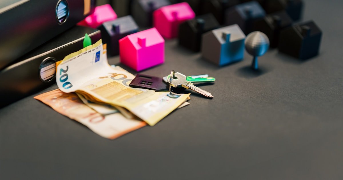 Real estate concept showing house keys, miniature homes, documents, and cash on a desk — representing what Texas buyers risk when backing out of a purchase agreement without a valid contingency