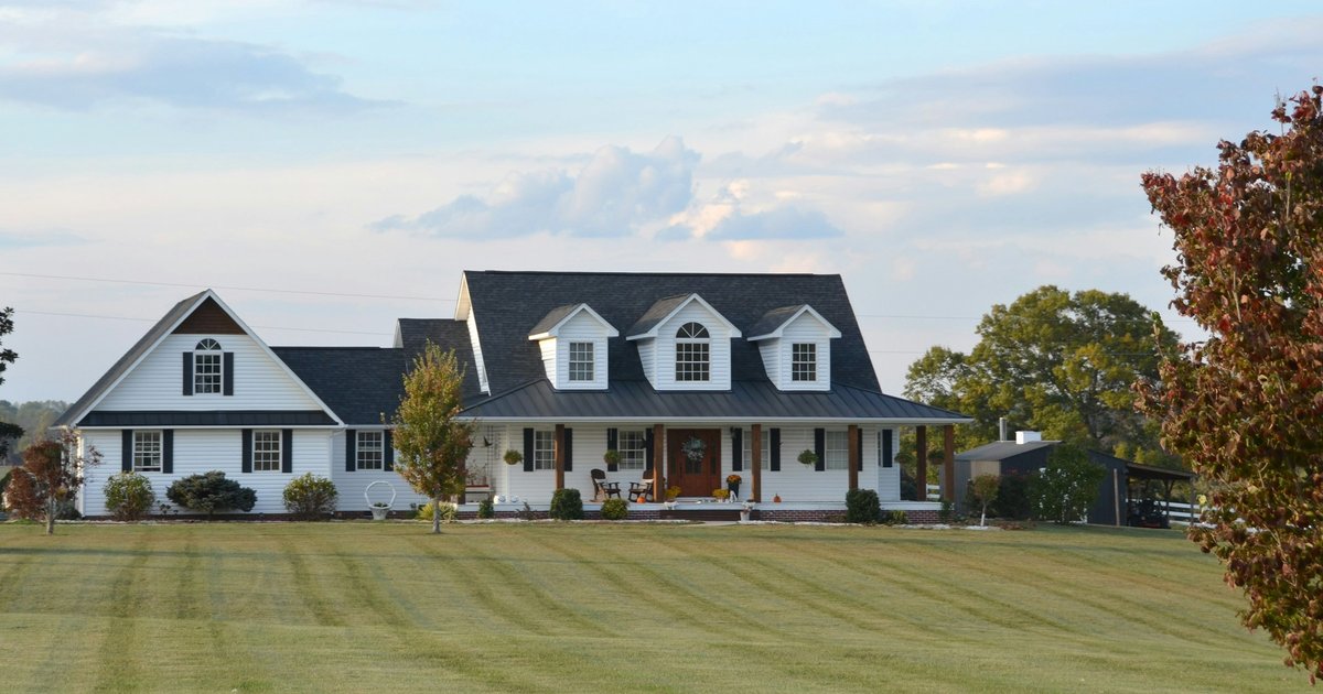 A large custom home on an acreage lot with a wraparound porch and no HOA, similar in character to the Emerald Ranch and Homestead Lane sales