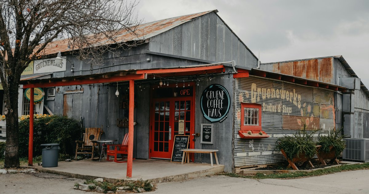 A small-town storefront along a Main Street commercial district