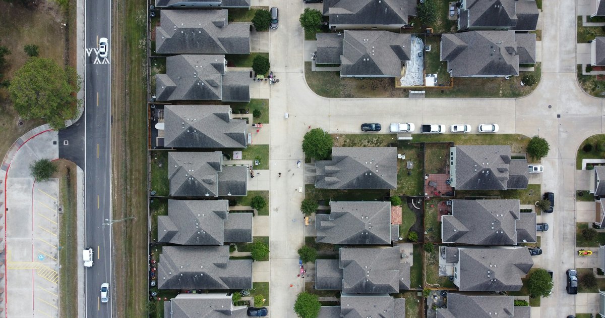 Aerial view of north Dallas suburban development on former agricultural land in Collin County, Texas, where mineral rights severance is common in neighborhoods like Prosper, Celina, and McKinney